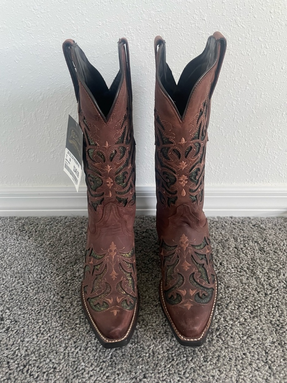 J.B. Dillon Reserve Brown Leather Lace-Up Western Boots